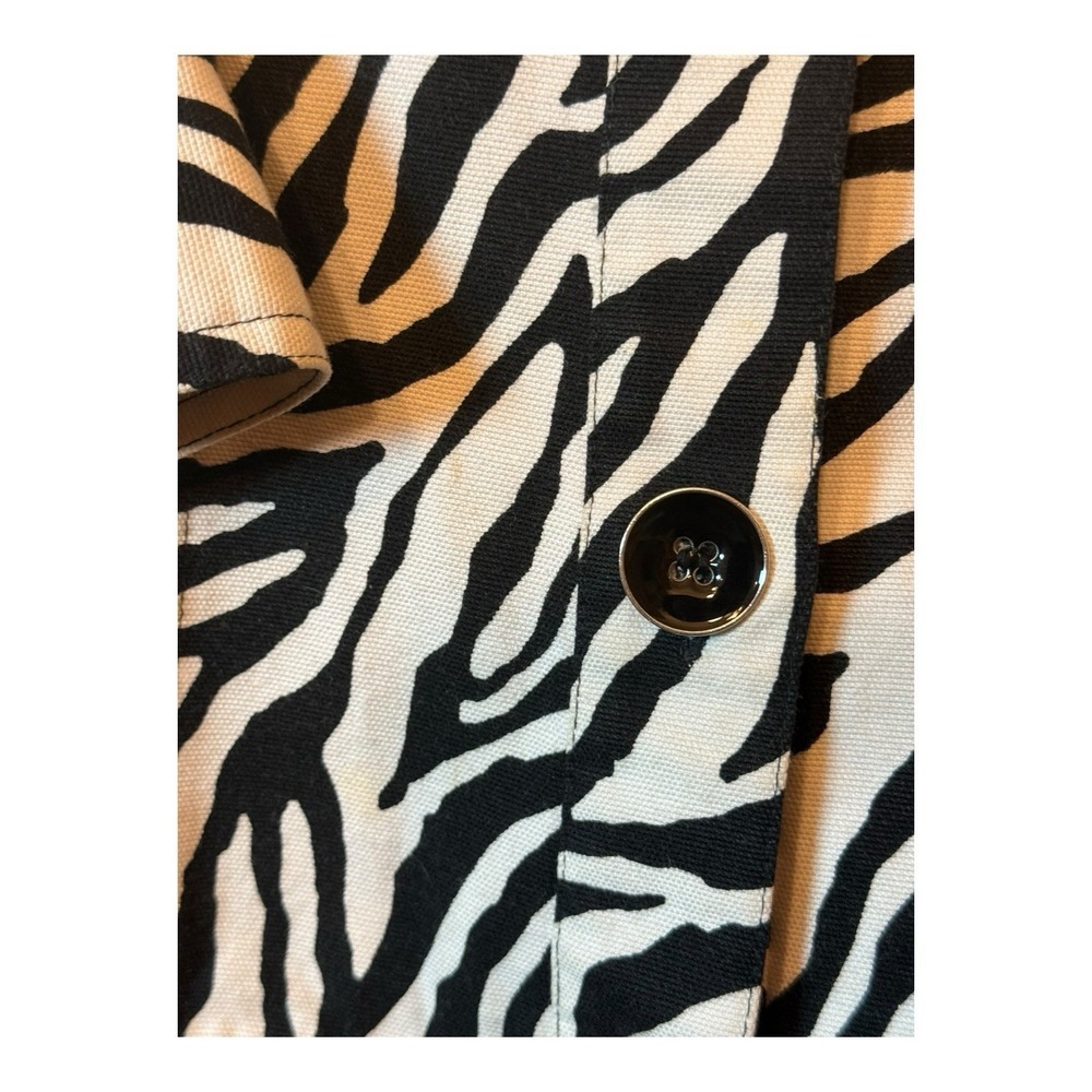 Chico's  Women's Size 2 (Ladies‎ 12) Zebra Black & White Print Jacket Button Up - Picture 5 of 14